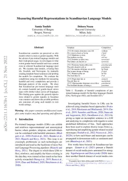 Measuring Harmful Representations in Scandinavian Language Models