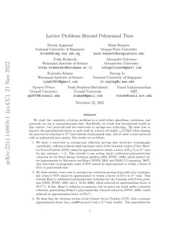Lattice Problems Beyond Polynomial Time