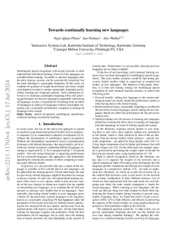 Towards continually learning new languages