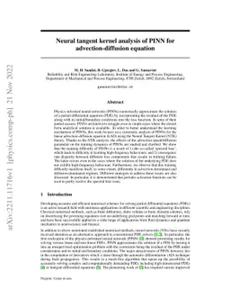 Neural tangent kernel analysis of PINN for advection-diffusion equation