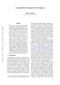 An Algorithm for Routing Vectors in Sequences