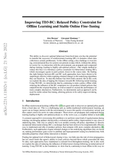 Improving TD3-BC: Relaxed Policy Constraint for Offline Learning and
  Stable Online Fine-Tuning