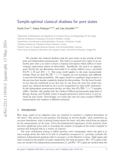 Sample-optimal classical shadows for pure states