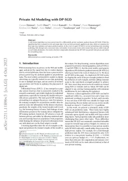 Private Ad Modeling with DP-SGD