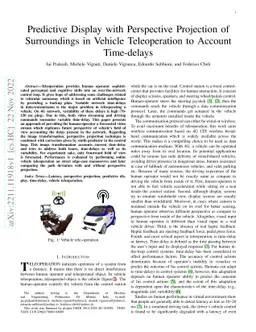 Predictive Display with Perspective Projection of Surroundings in
  Vehicle Teleoperation to Account Time-delays