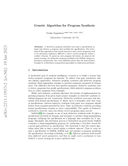 Genetic Algorithm for Program Synthesis
