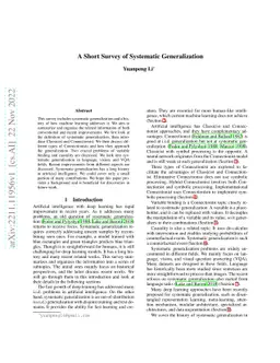 A Short Survey of Systematic Generalization