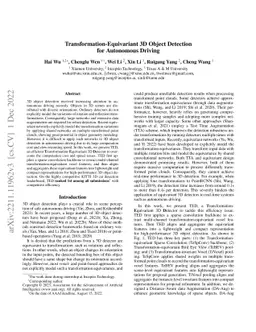 Transformation-Equivariant 3D Object Detection for Autonomous Driving