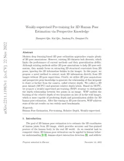 Weakly-supervised Pre-training for 3D Human Pose Estimation via
  Perspective Knowledge