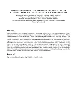 Deep-Learning-Based Computer Vision Approach For The Segmentation Of
  Ball Deliveries And Tracking In Cricket