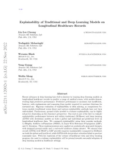 Explainability of Traditional and Deep Learning Models on Longitudinal
  Healthcare Records