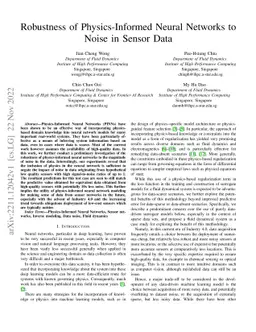 Robustness of Physics-Informed Neural Networks to Noise in Sensor Data