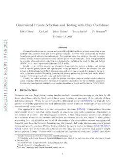 Generalized Private Selection and Testing with High Confidence