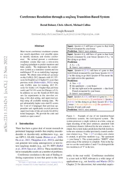 Coreference Resolution through a seq2seq Transition-Based System