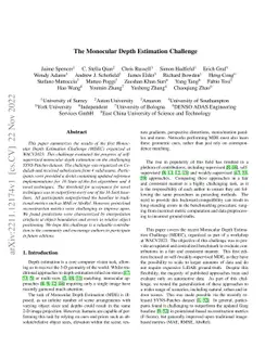 The Monocular Depth Estimation Challenge