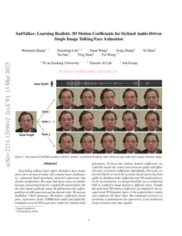 SadTalker: Learning Realistic 3D Motion Coefficients for Stylized
  Audio-Driven Single Image Talking Face Animation