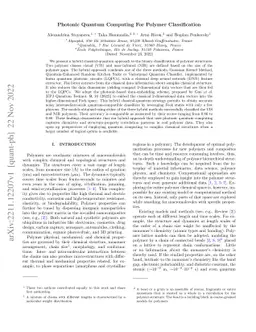 Photonic Quantum Computing For Polymer Classification