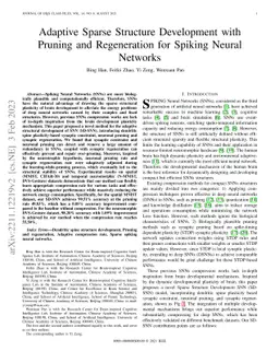 Adaptive Sparse Structure Development with Pruning and Regeneration for
  Spiking Neural Networks