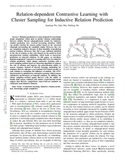 Relation-dependent Contrastive Learning with Cluster Sampling for
  Inductive Relation Prediction