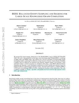 BESS: Balanced Entity Sampling and Sharing for Large-Scale Knowledge
  Graph Completion