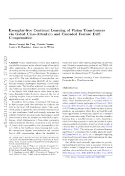 Exemplar-free Continual Learning of Vision Transformers via Gated
  Class-Attention and Cascaded Feature Drift Compensation