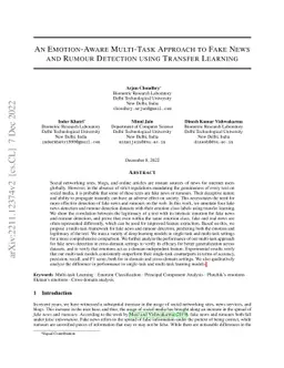An Emotion-Aware Multi-Task Approach to Fake News and Rumour Detection
  using Transfer Learning