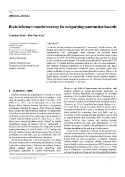 Brain informed transfer learning for categorizing construction hazards