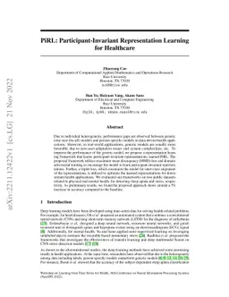 PiRL: Participant-Invariant Representation Learning for Healthcare