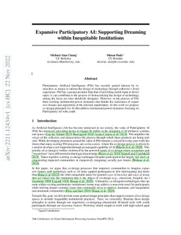 Expansive Participatory AI: Supporting Dreaming within Inequitable
  Institutions
