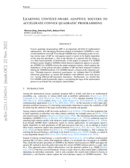 Learning context-aware adaptive solvers to accelerate quadratic
  programming