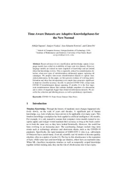 Time-Aware Datasets are Adaptive Knowledgebases for the New Normal