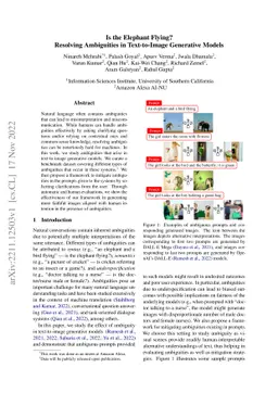 Is the Elephant Flying? Resolving Ambiguities in Text-to-Image
  Generative Models