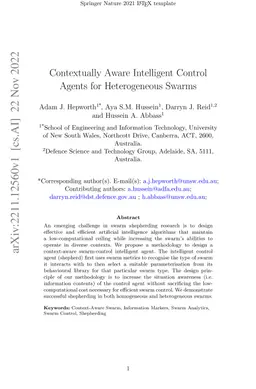 Contextually Aware Intelligent Control Agents for Heterogeneous Swarms