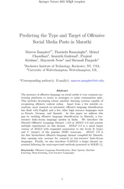 Predicting the Type and Target of Offensive Social Media Posts in
  Marathi