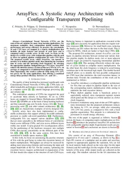 ArrayFlex: A Systolic Array Architecture with Configurable Transparent
  Pipelining