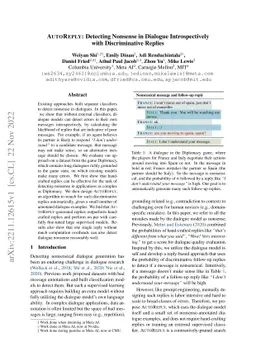 AutoReply: Detecting Nonsense in Dialogue Introspectively with
  Discriminative Replies