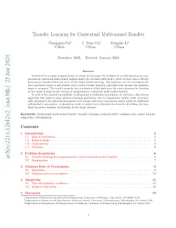 Transfer Learning for Contextual Multi-armed Bandits
