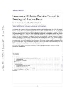 Consistency of Oblique Decision Tree and its Boosting and Random Forest