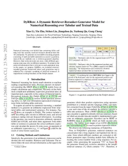 DyRRen: A Dynamic Retriever-Reranker-Generator Model for Numerical
  Reasoning over Tabular and Textual Data