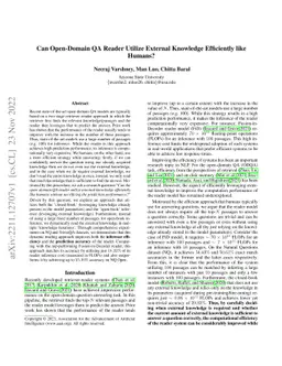 Can Open-Domain QA Reader Utilize External Knowledge Efficiently like
  Humans?