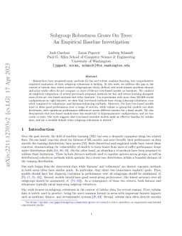 Subgroup Robustness Grows On Trees: An Empirical Baseline Investigation