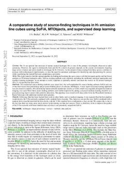 A comparative study of source-finding techniques in HI emission line
  cubes using SoFiA, MTObjects, and supervised deep learning