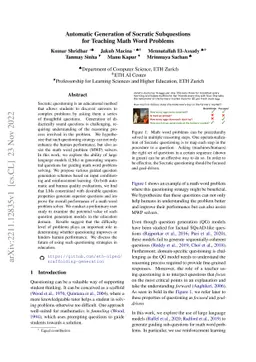 Automatic Generation of Socratic Subquestions for Teaching Math Word
  Problems