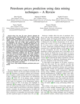 Petroleum prices prediction using data mining techniques -- A Review