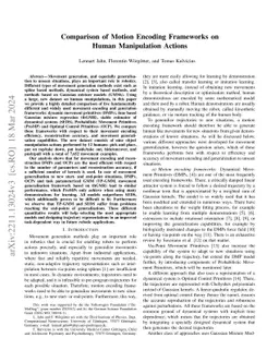 Comparison of Motion Encoding Frameworks on Human Manipulation Actions