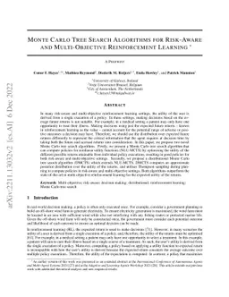 Monte Carlo Tree Search Algorithms for Risk-Aware and Multi-Objective
  Reinforcement Learning