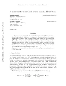 A Generator for Generalized Inverse Gaussian Distributions