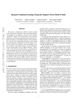 Integral Continual Learning Along the Tangent Vector Field of Tasks