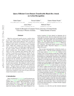 Query Efficient Cross-Dataset Transferable Black-Box Attack on Action
  Recognition