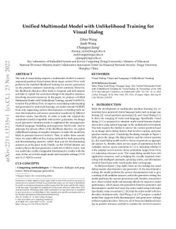 Unified Multimodal Model with Unlikelihood Training for Visual Dialog